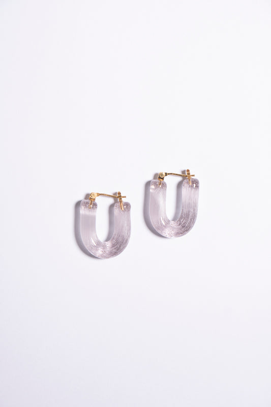 YAGA U glass hoop pierce ガラスUピアス /phaze pink