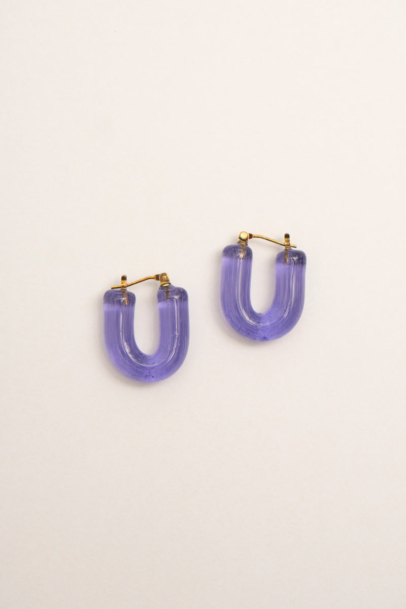 YAGA U glass hoop pierce ガラスUピアス /purple