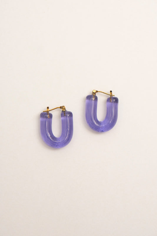 YAGA U glass hoop pierce ガラスUピアス /purple