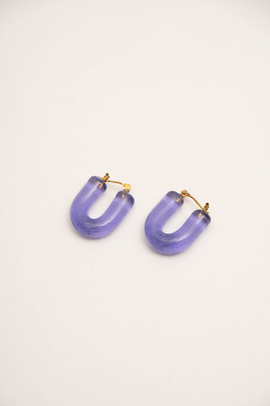 YAGA U glass hoop pierce ガラスUピアス /purple