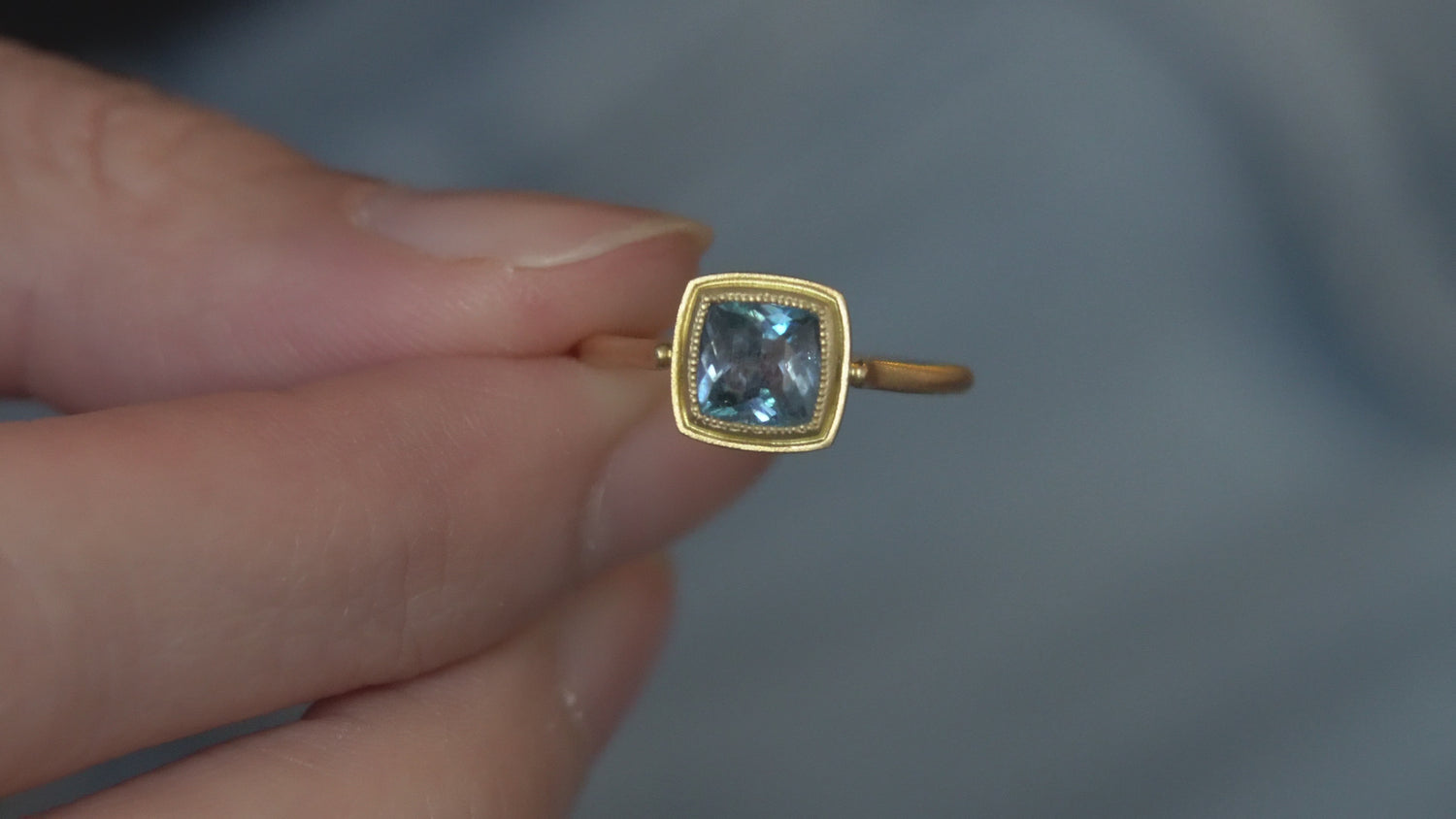 MONAKA jewellery Mill Square Aquamarine Ring アクアマリンリング ...