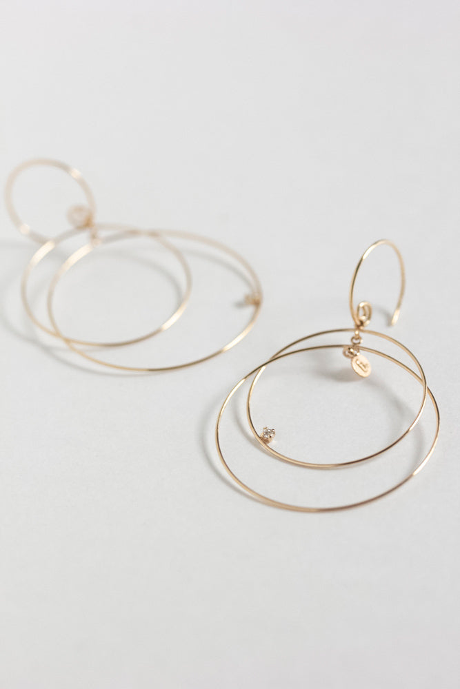 bohem simple line earrings ダイヤモンド付きシンプルラインピアスR/K10