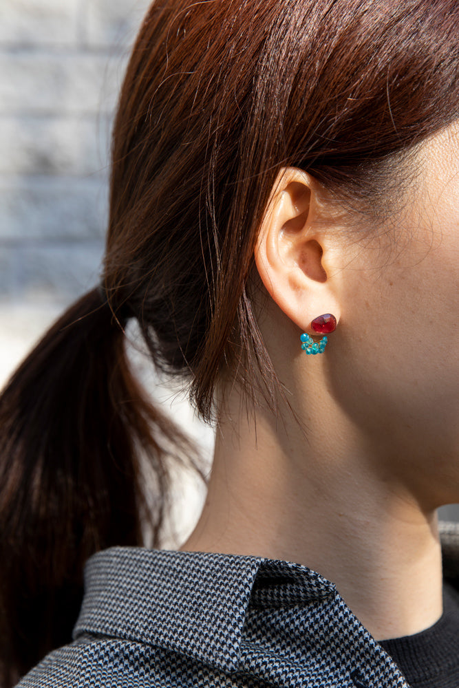 bohem fairy earrings garnet x dark apatite earrings &amp; earrings/K10