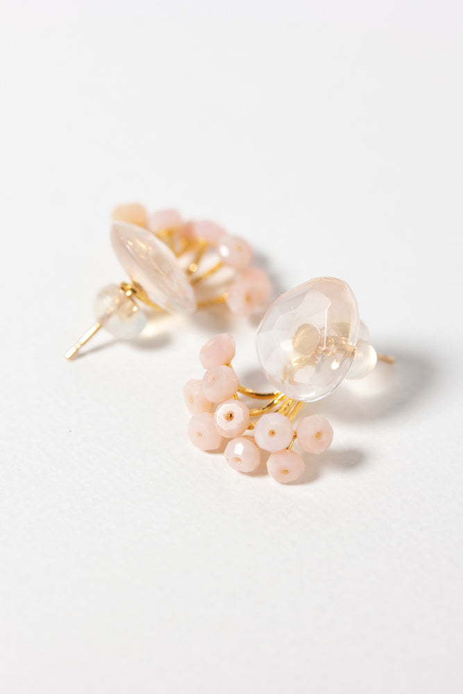 bohem fairy earrings ローズクォーツ×ピンクオパールピアス/K10　