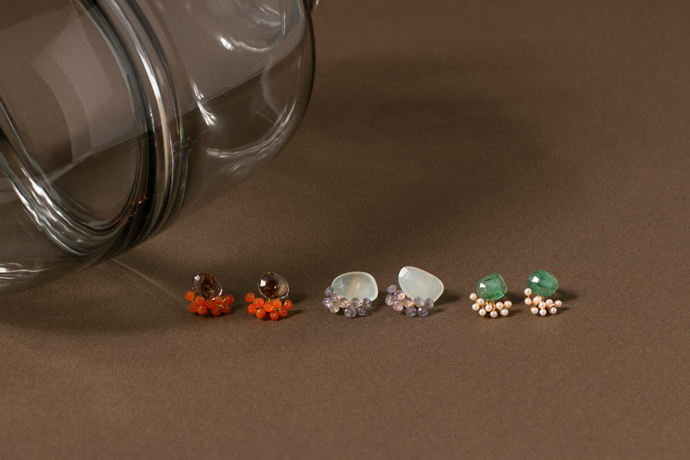bohem fairy earrings Smoky quartz x carnelian earrings &amp; earrings/K10