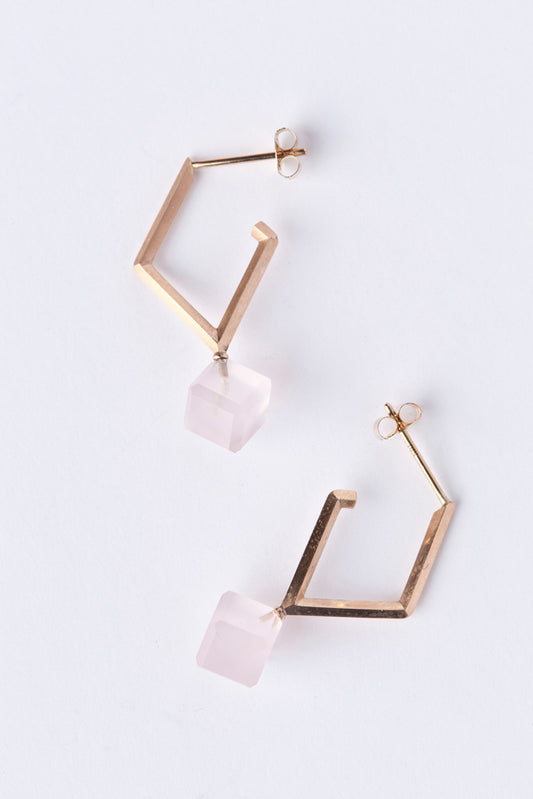 jaren Dia shaped earring rose quartz earrings/K10