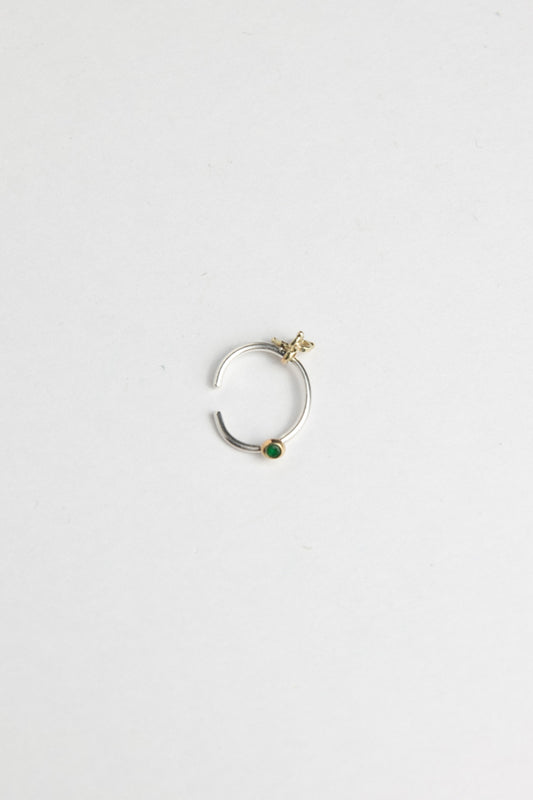 mocco ear cuff with ring and emerald