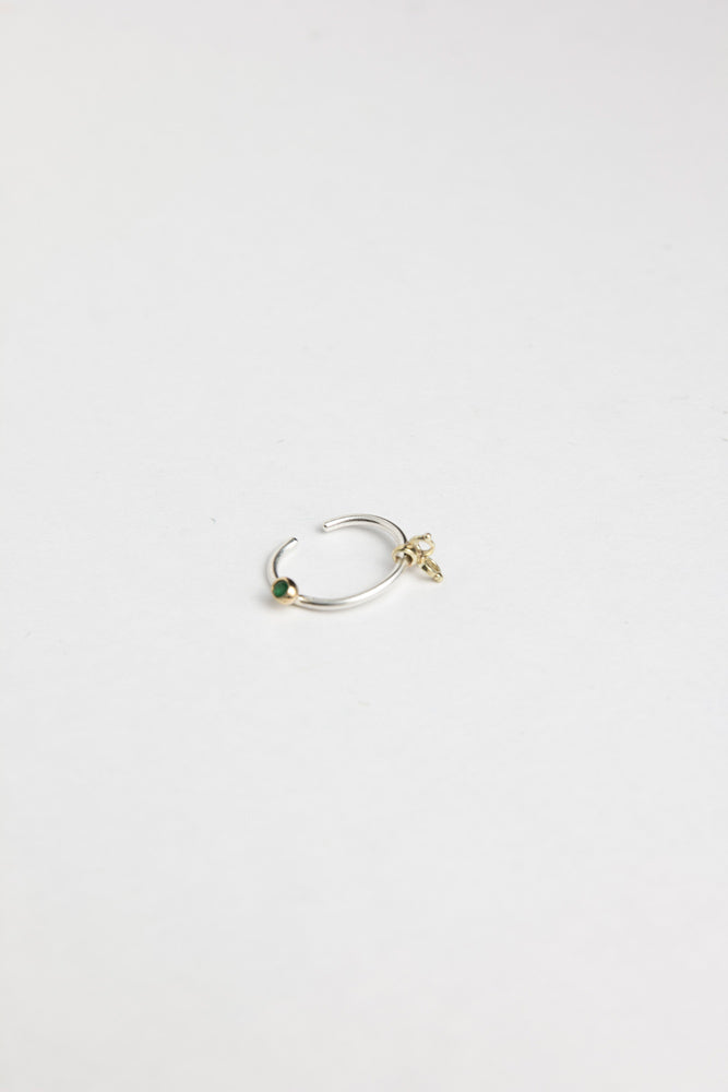 mocco ear cuff with ring and emerald