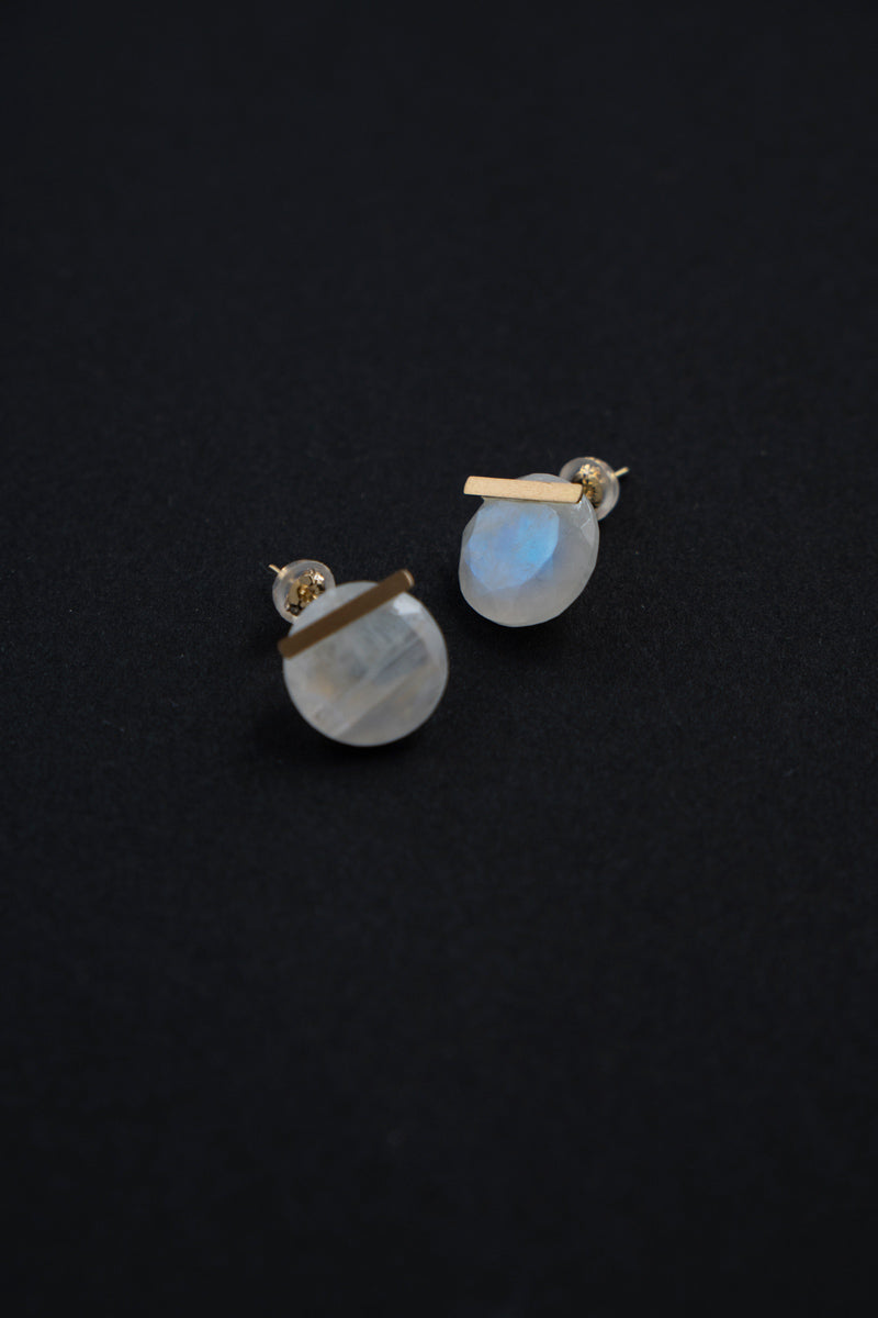 MONAKA jewellery Rainbow moon stone bar stone pierce ピアス/K18