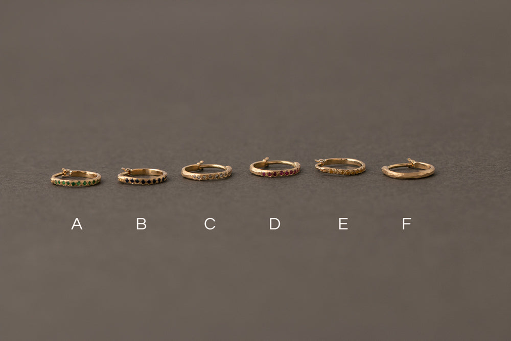 MONAKA jewellery Hibiki hoop pierce color stone &amp; diamond /K18