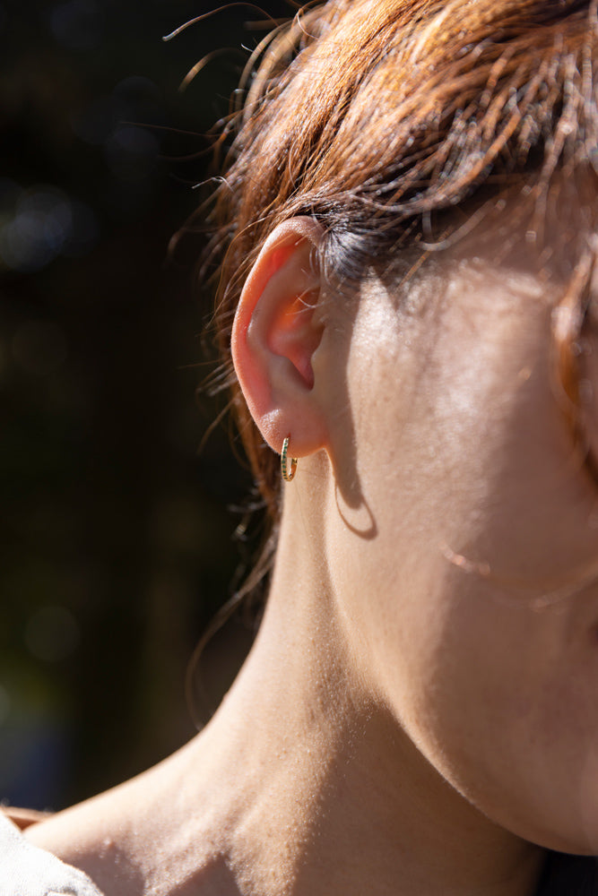 MONAKA jewellery Hibiki hoop pierce color stone &amp; diamond /K18