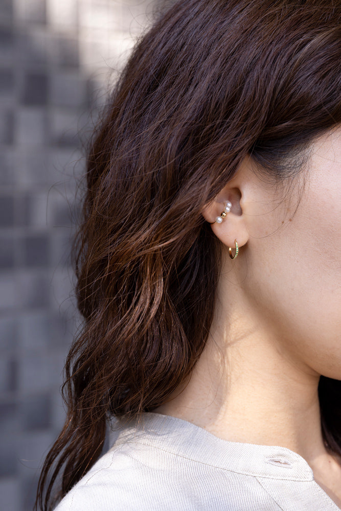 MONAKA jewellery Hibiki hoop pierce color stone &amp; diamond /K18