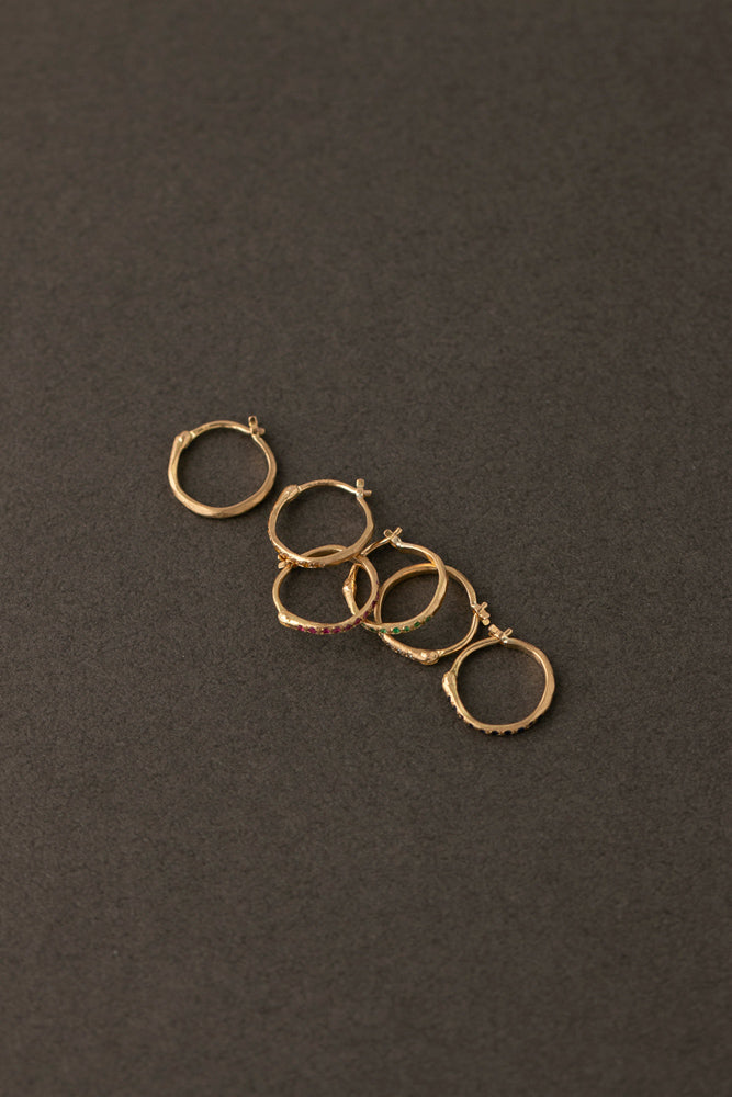 MONAKA jewellery Hibiki hoop pierce color stone &amp; diamond /K18