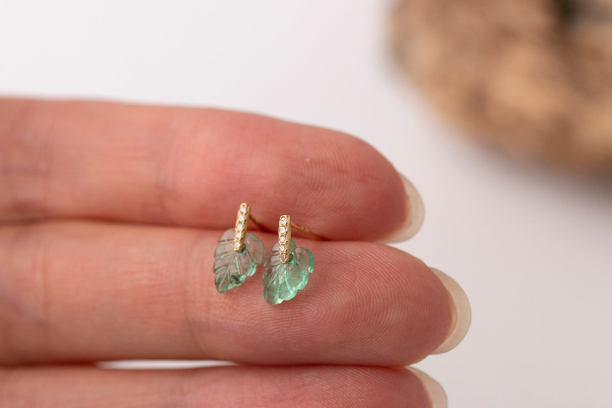 MONAKAjewellery Hibiki Emerald Leaf pierce エメラルドピアス/K18