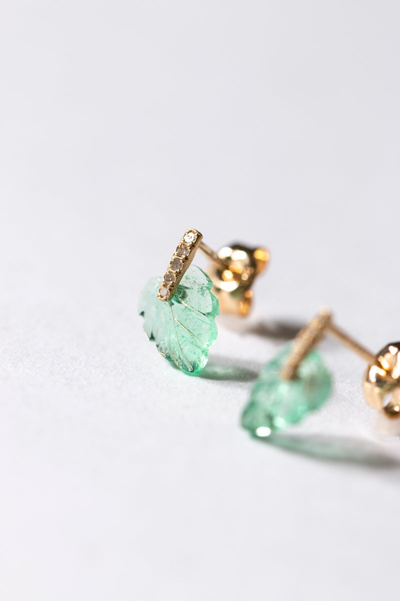 MONAKAjewellery Hibiki Emerald Leaf pierce エメラルドピアス/K18