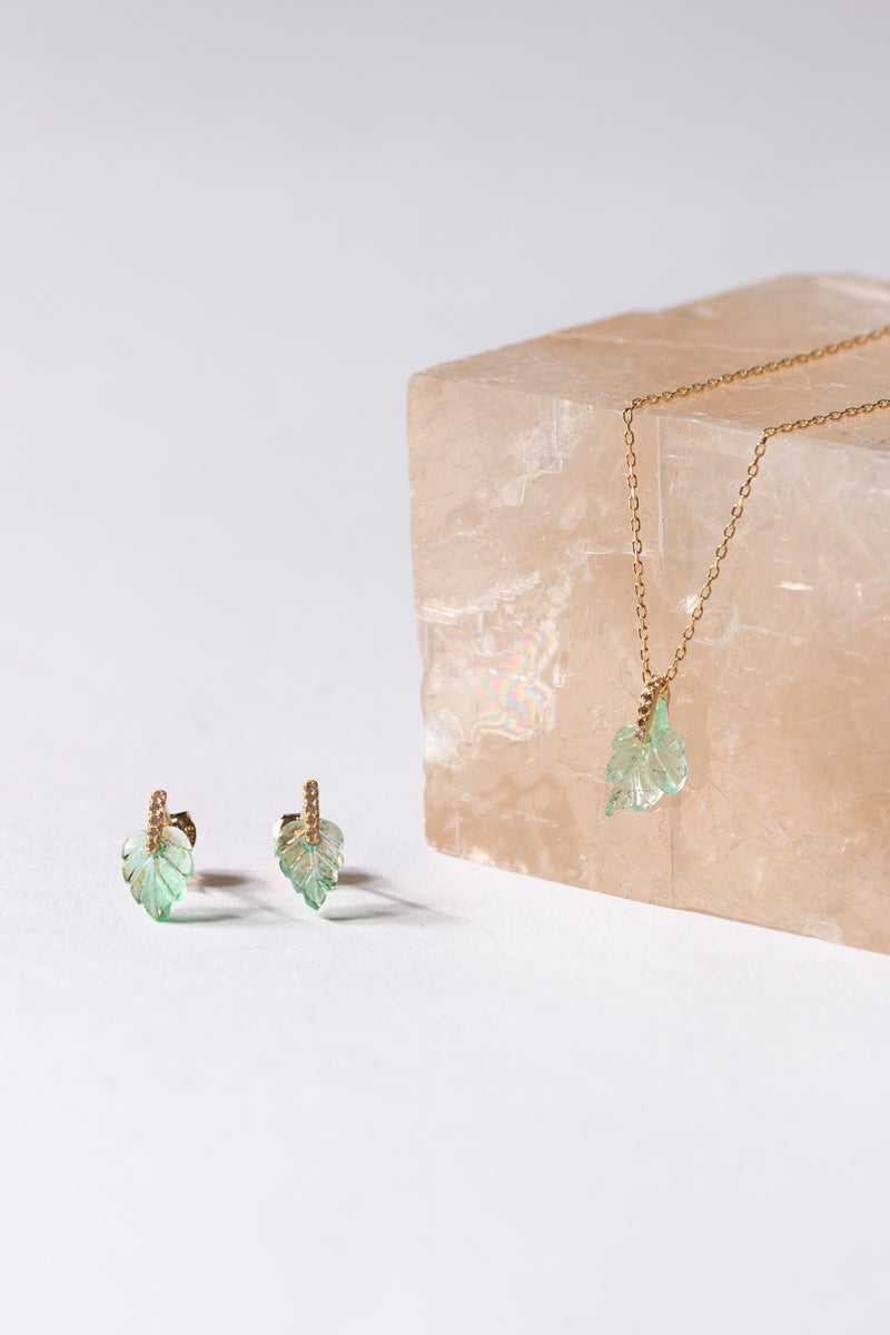 MONAKAjewellery Hibiki Emerald Leaf Pierce /K18