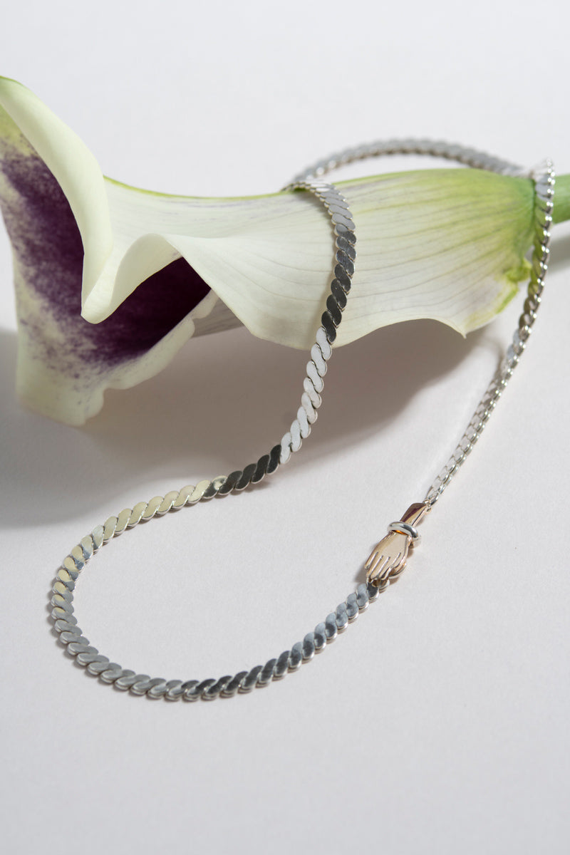 PALA braided chain hand necklace /Silver