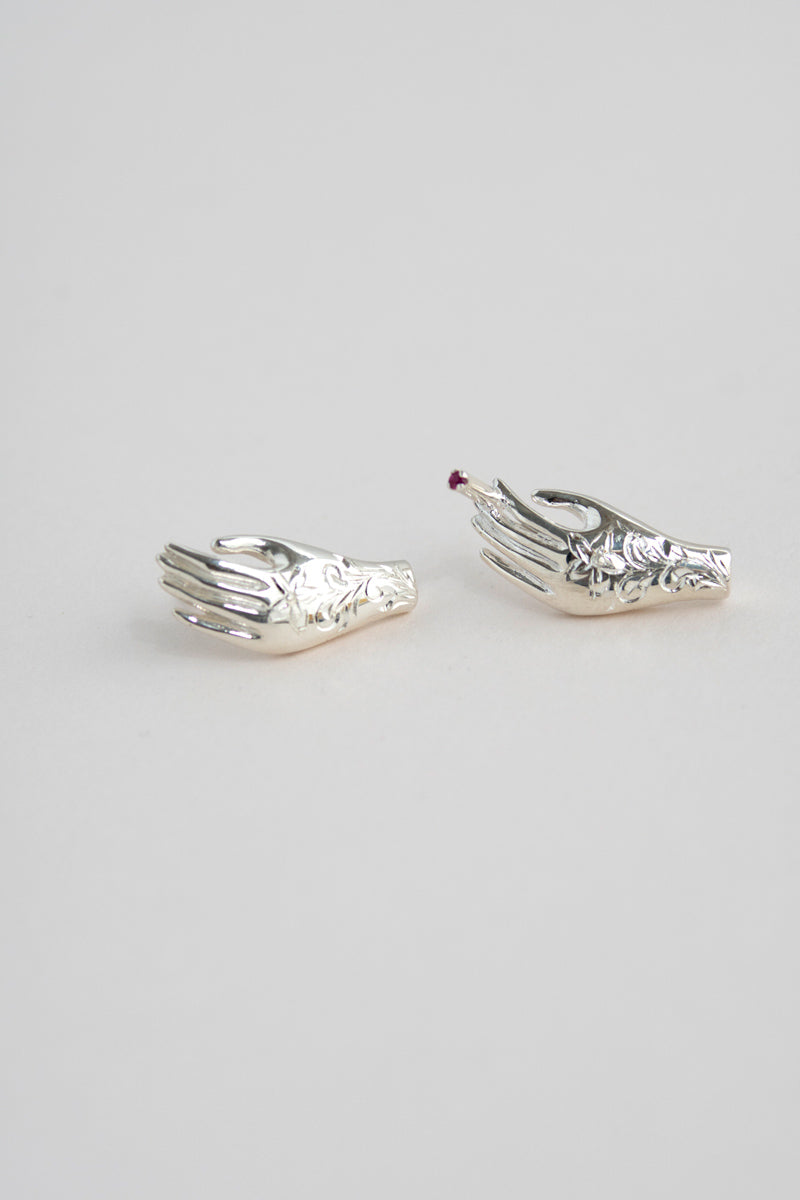 PALA FIGA Hand Earrings ruby tobacco /Silver