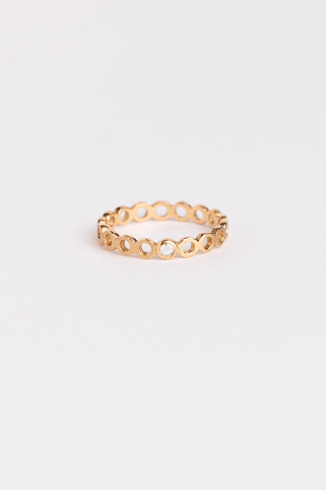 Perche? Circle white diamond Ring Ring 1/K18