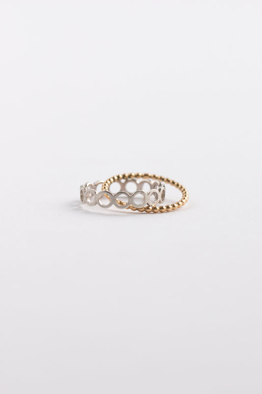 Perche? crossing silver circle Ring Ring/SV&amp;K18