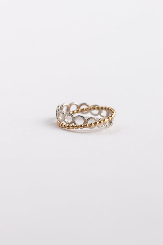 Perche? crossing silver circle Ring Ring/SV&amp;K18