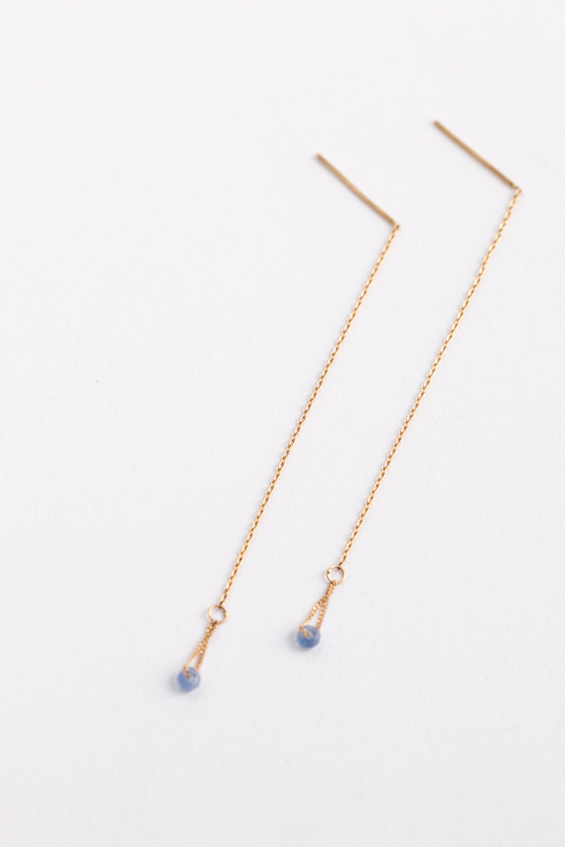 Perche? Nude chain blue sapphire Pierce long earrings/K18