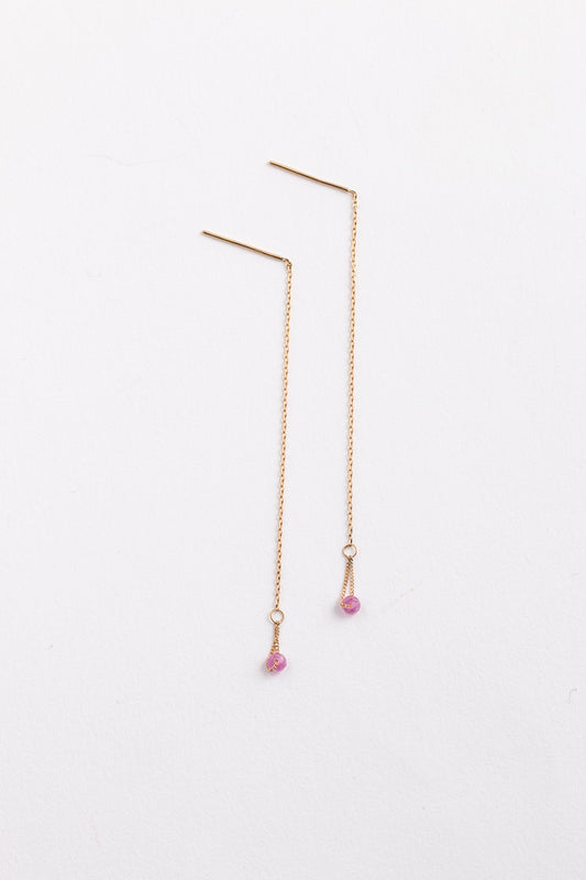 Perche? Nude chain pink sapphire Pierce ロングピアス/K18