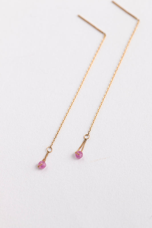 Perche? Nude chain pink sapphire Pierce ロングピアス/K18
