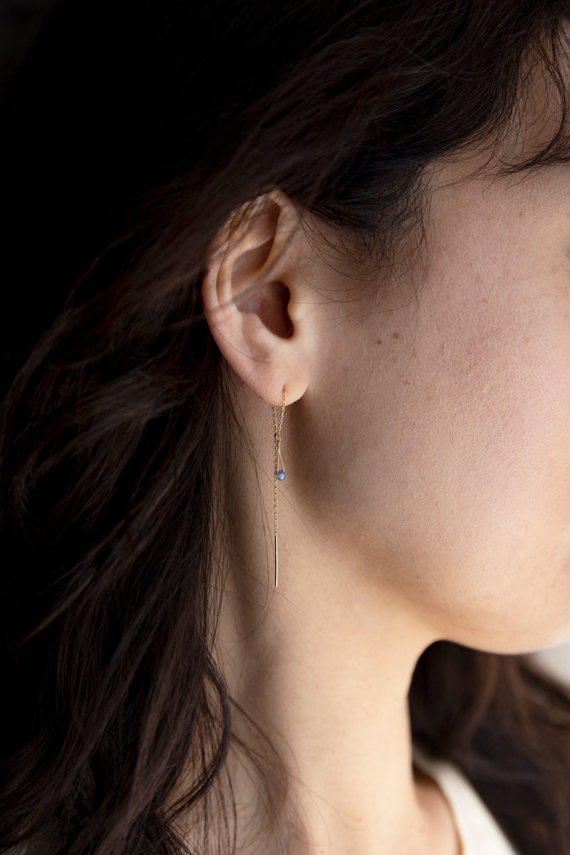 Perche? Nude chain pink sapphire Pierce long earrings/K18