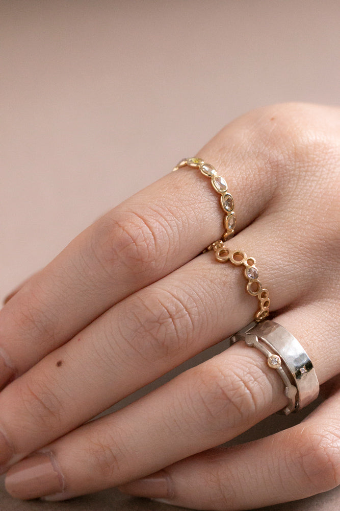 Perche? silver&amp;gold 1diamond Ring Ring 2/K18&amp;SV