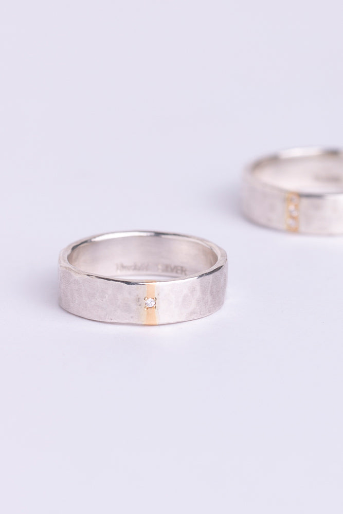 Perche? silver&amp;gold 1diamond Ring Ring 2/K18&amp;SV