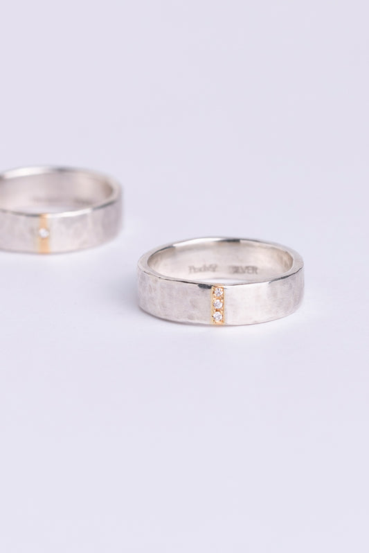 Perche? silver&gold 3 diamond Ring２/K18&SV