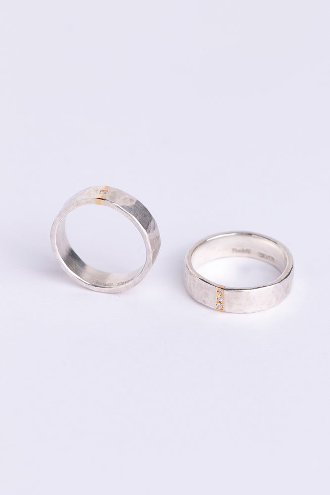 Perche? silver&amp;gold 3diamond Ring Ring 2/K18&amp;SV