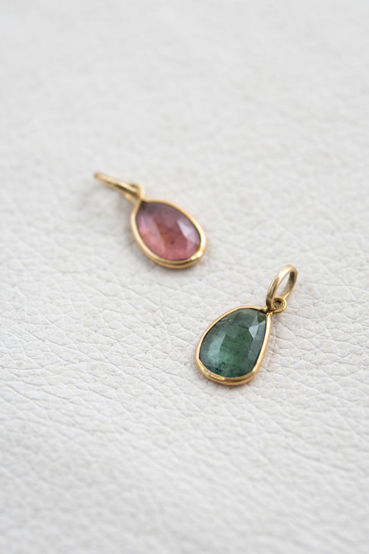 Perche? green tourmaline Top Tourmaline pendant top/K18