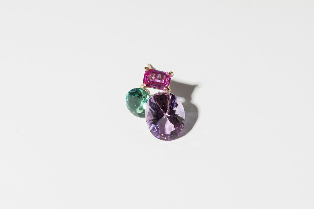 simmon 3 stone earrings amethyst/K10