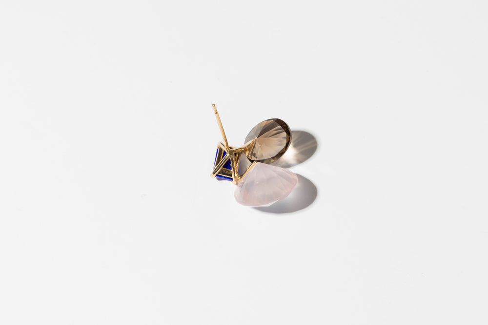 simmon 3 stone earrings rose quartz/K10