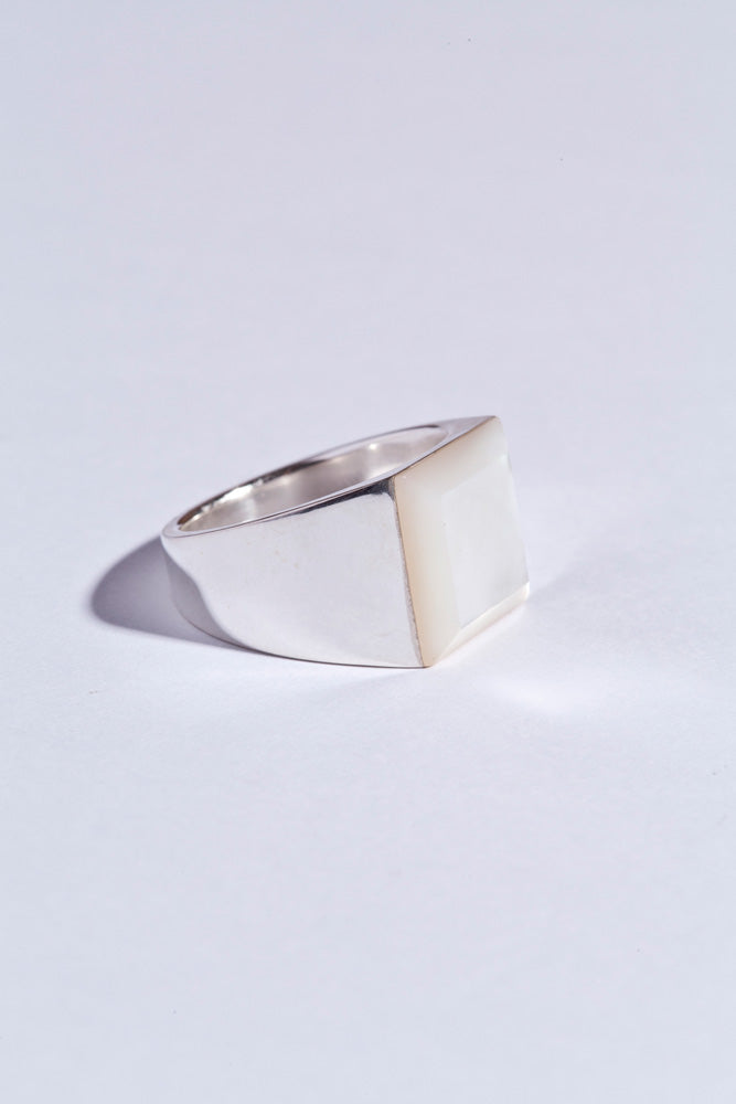 simmon SV & SHELL CUT SIGNET RING 白蝶貝リング /Silver