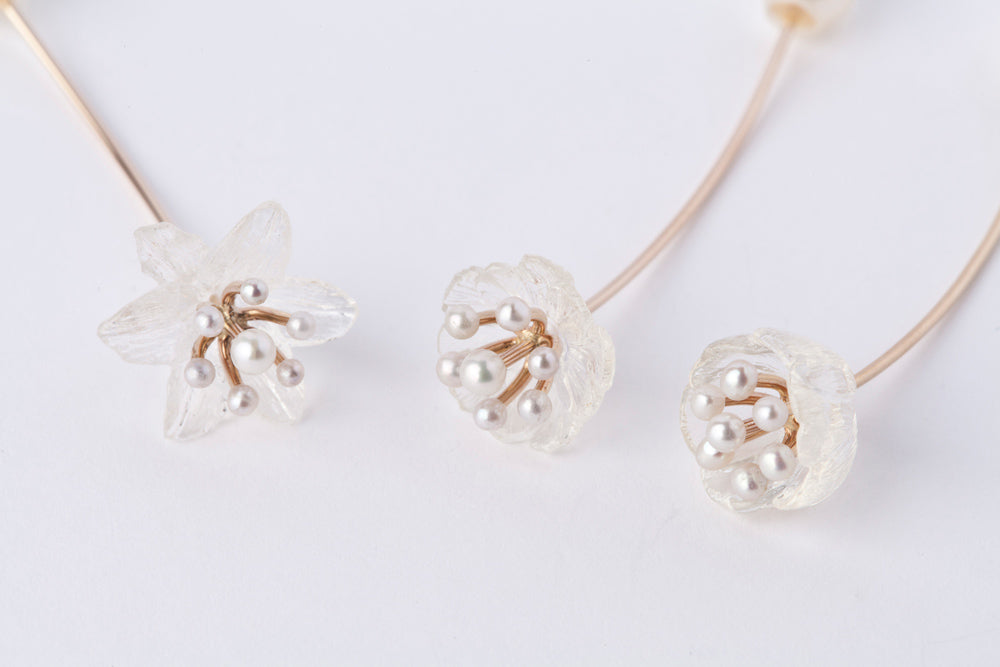 simmon 2way single flower long earrings