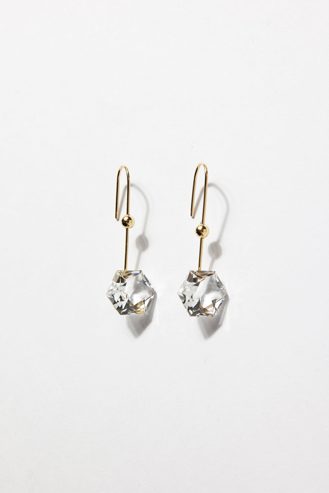 Seta Hexagon quartz Long pierced earring クォーツロングピアス/K18