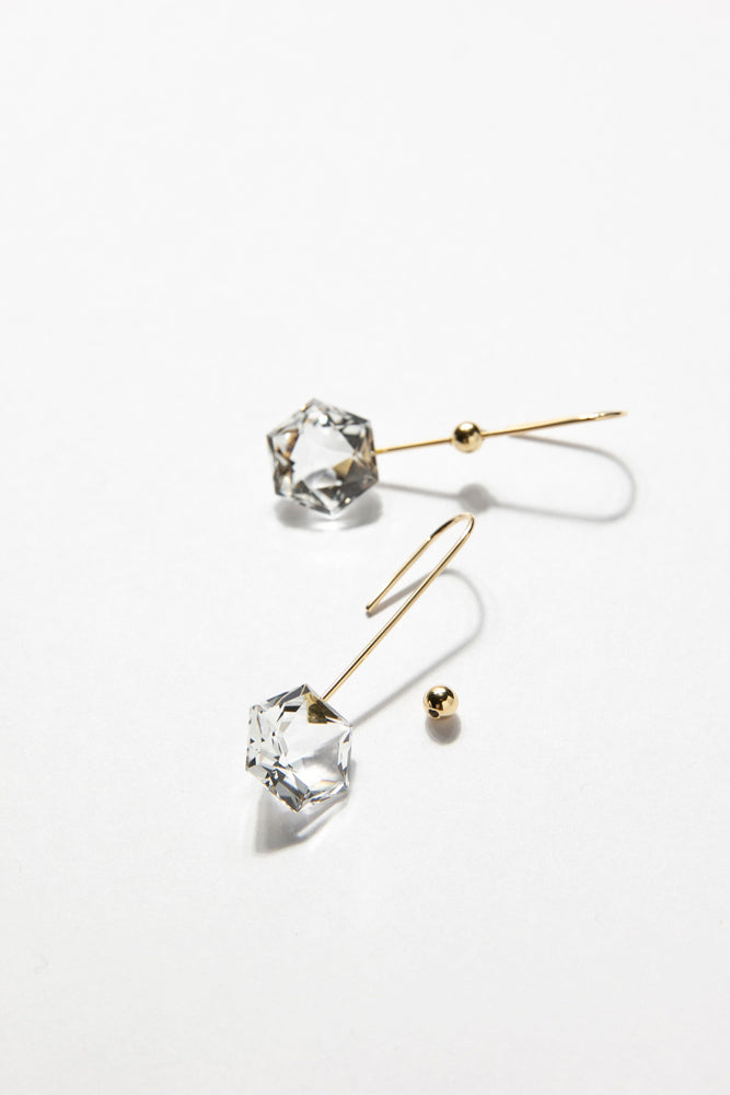 Seta Hexagon quartz Long pierced earring クォーツロングピアス/K18