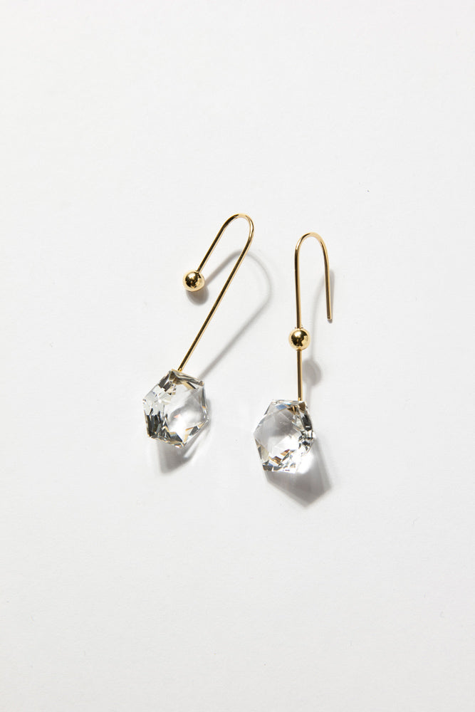 Seta Hexagon quartz Long pierced earring クォーツロングピアス/K18