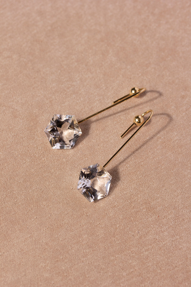 Seta Hexagon quartz Long pierced earring クォーツロングピアス/K18