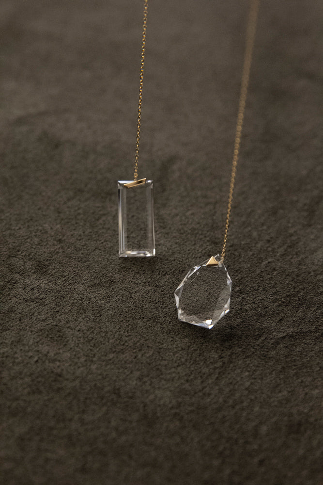 Seta Heptagon quartz chain pierced earring 七角形クォーツピアス/K18