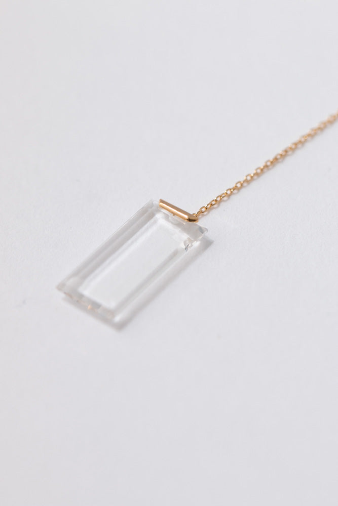 simmon Seta Rectangle quartz chain pierced earring 長方形クォーツピアス/K18
