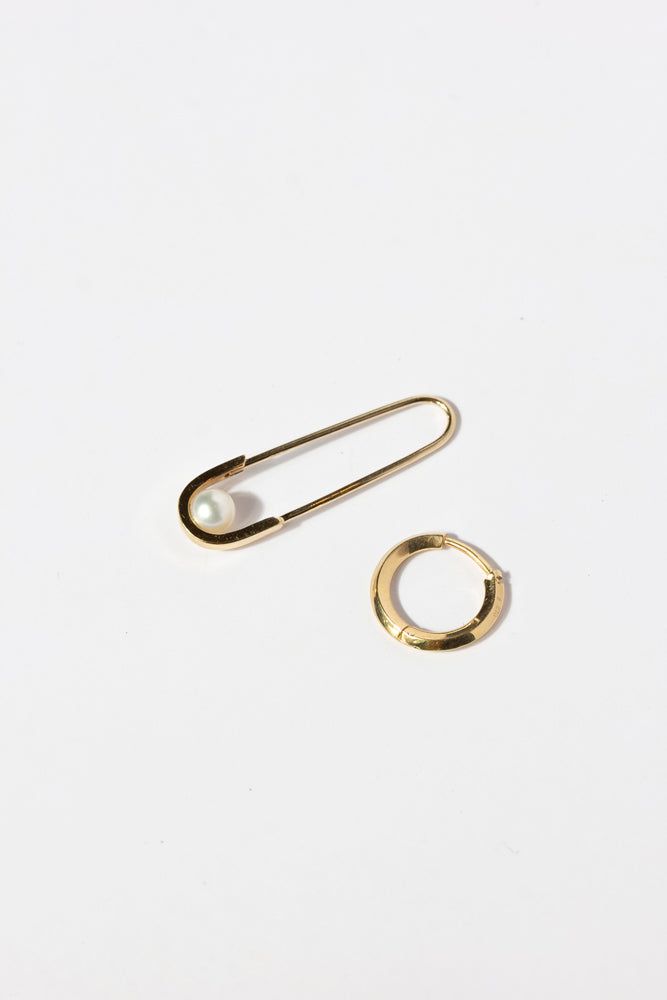 Seta Shape Round Pierced earring S gold hoop earrings/K18