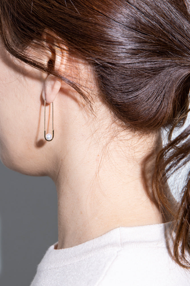 simmon Seta Drop Pearl Pierced earring Drop pearl earrings/K18
