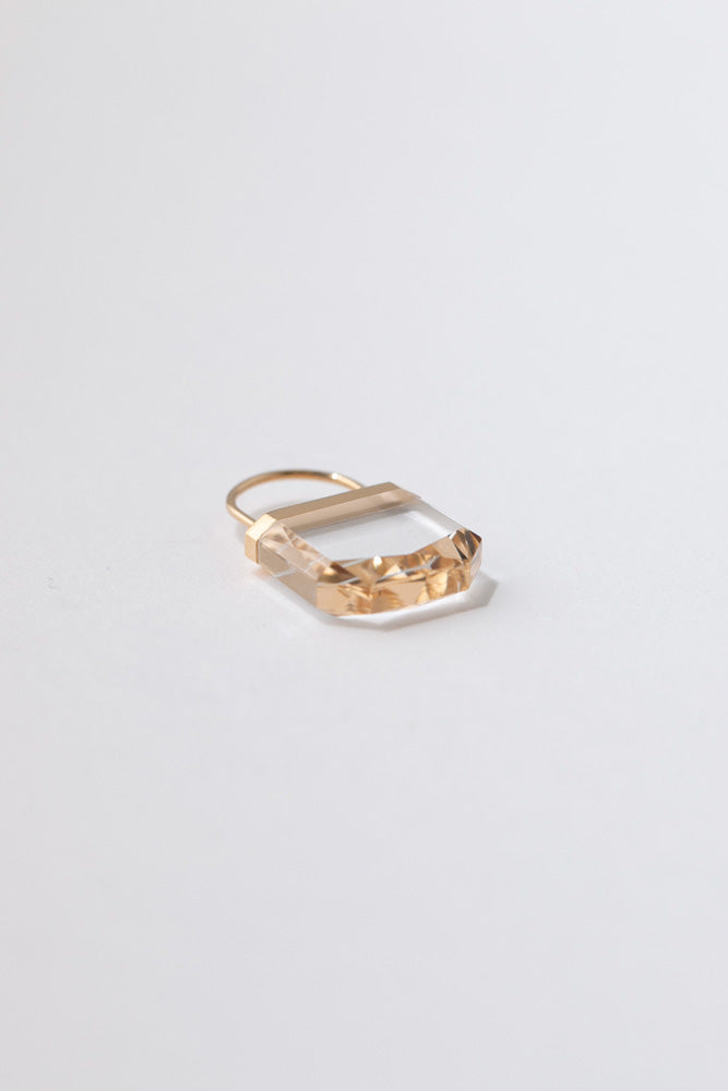 simmon Seta Hang pierced earring Hexagon Hexagonal quartz earrings/K18